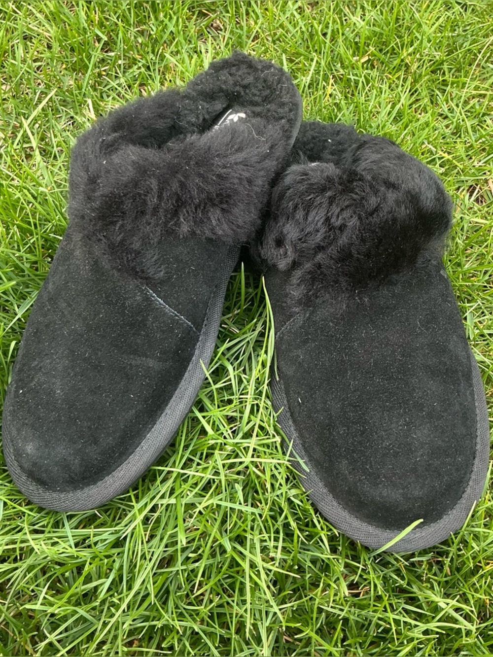 Koolaburra Black Suede Shearling-Lined Slip-On Slippers